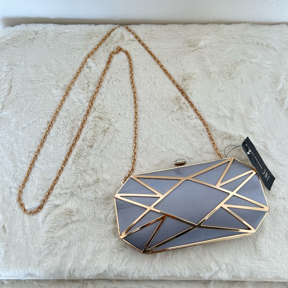 Inc International Concepts Alea Geometric Clutch Silver Gold Crossbody - Picture 2 of 9